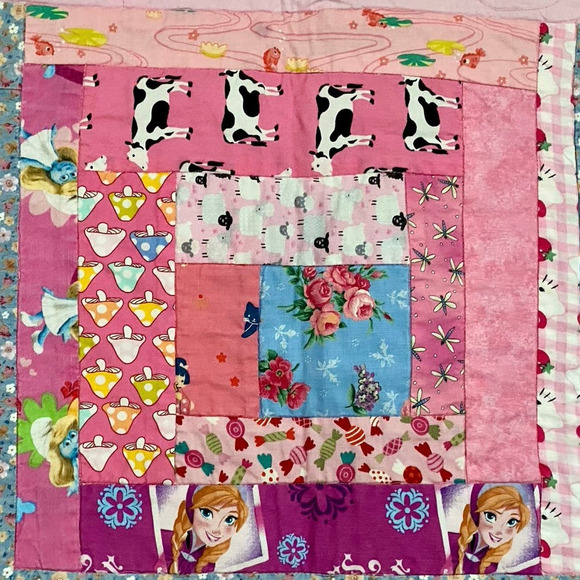OOAK Hand Made Toddler Size Quilt Strawberry Shortcake Florals Hello Kitty Elsa - Picture 10 of 12